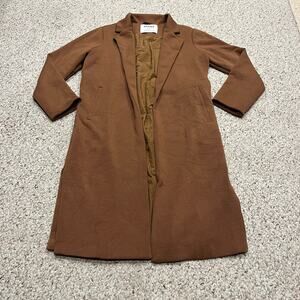 Spanx Air Essentials Long Coat Camel Brown M Classic Casual Open Front